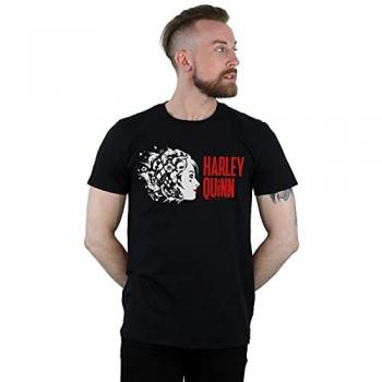 DC Comics Men's The Suicide Squad Harley Quinn Stencil Logo T-Shirt Black Large