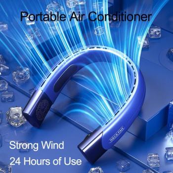 USB‑Wiederaufladbarer Octacore Hurricane Nackenventilator 4000 mAh – 360‑Grad‑Wind, 5‑Stufen Kühlung, Sport
