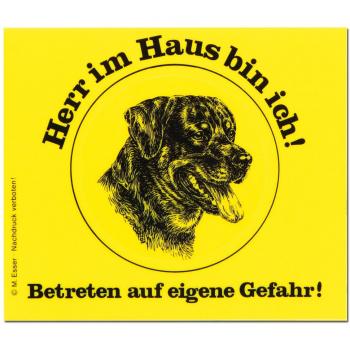 „Kopf Herr im Haus“ Warnschild – Hundemotive in Gelb