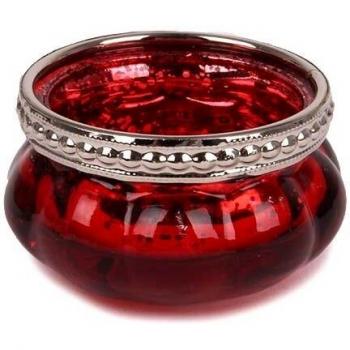 Verspiegeltes Teelichtglas 35 mm – Vintage Rot‑Silber Design