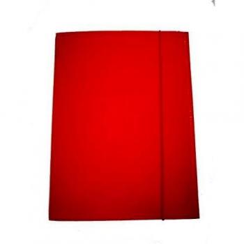 Cartellina con chiusura ad elastico tondo 25x35 cm rossa per documenti in cartoncino lucido con 3 lembi