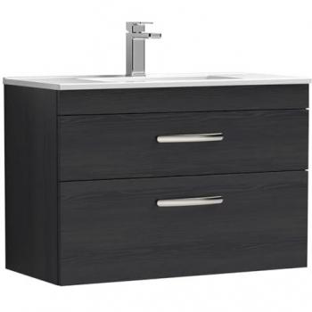 Nuie Athena Wall Hung 2 Drawer Vanity Unit | Charcoal Black | 800mm