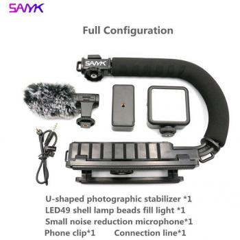 SANYK Mobile Phone Camera Stabilizer U Shape with Microphone and LED Fill Light