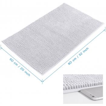 Lifewit Easy-Clean Microfiber Bath Mat, Non-Slip, 80x50cm, White