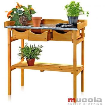 Tavolo Laterale Mucola con Scaffale e Cassetti