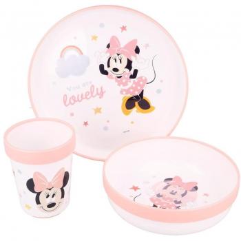 Kit Pape Minnie Mousse avec Verres et Plateaux