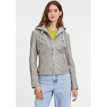 Reißverschlusstaille Mauritius GWFahira Lederjacke mit Kapuze und Ziernähtern