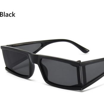 Punk Style Rectangle Sunglasses, Small, Luxury Brand, Silver Black Mirror Lens, Clear, UV400