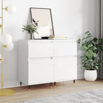 Hochglanz-Weißes Sideboard-Set 2 Stück 40x35x70 cm Holzwerkstoff