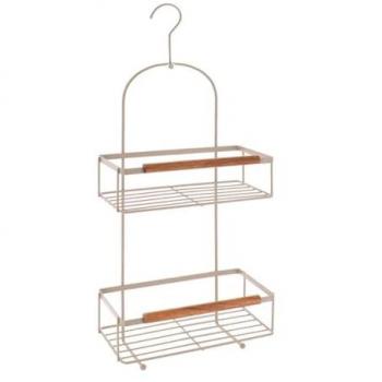 Vaso Retangular Metalico a 2 Livelli – Finitura Beige con Gancio Acacia – Tendance