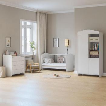 Lit évolutif Vox Megeve 70 × 140 cm, commode, armoire 2 portes – Blanc