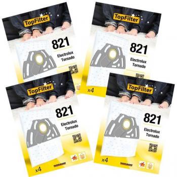 Lot de 4 sacs aspirateur 64821 pour Tornado et Electrolux Premium TopFilter