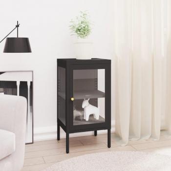 Stylisches Sideboard in Schwarz, 38x35x70 cm, aus Stahl und Glas