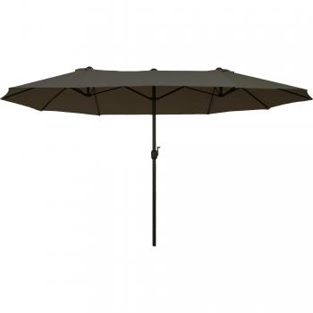 Outsunny Ovaler Doppelsonnenschirm mit Handkurbel, Grau, 460 x 270 cm
