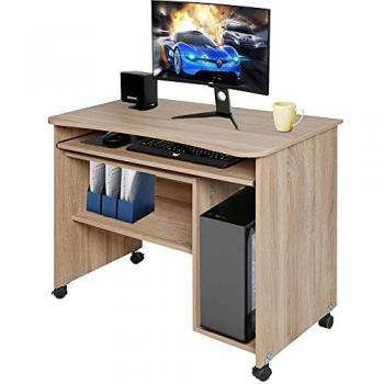 BAKAJI Scrivania Versatile con Portatastiera e Ripiano Inferiore per Casa e Ufficio