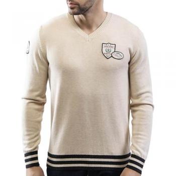 Pull col V patch multicolore Shilton 4XL Homme