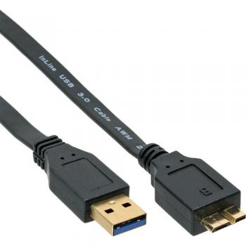 InLine USB 3.0 Flachkabel A auf Micro B (1m) schwarz