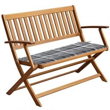 Panca da Giardino 120 cm con Cuscino in Legno Massello di Acacia