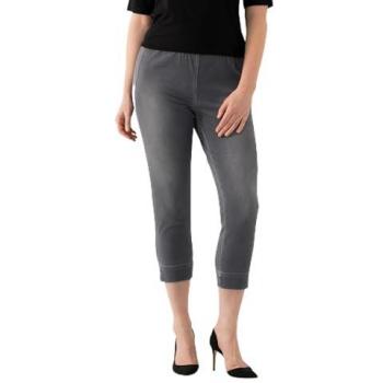 Damen Jersey-Caprihose Sienna, große Größen, grau, Größe 58, Baumwolle/Polyester/Elasthan