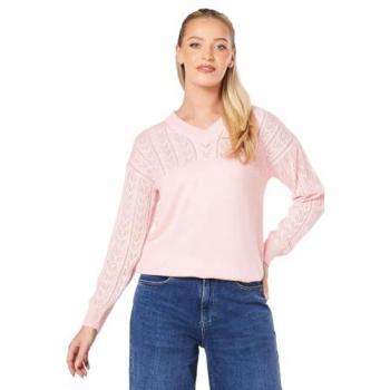 Blush Pointelle V Neck Jumper for Women