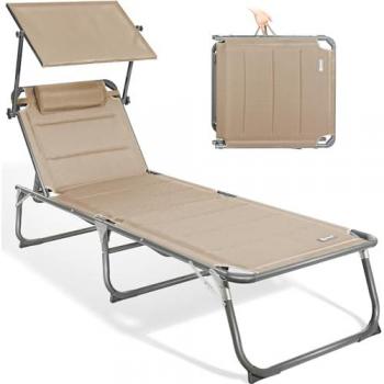 HOMECALL Alu Liegestuhl für Garten und Strand