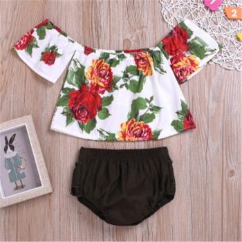 Conjunto de verano para bebé niña 0-24M, blusa sin mangas con estampado floral, falda corta con volantes, color blanco