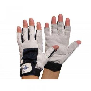 BluePort Segel-Handschoß aus Weißes Leder für Erwachsene, 5 Finger, Größe S