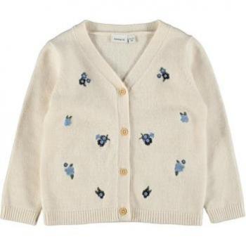 Cardigan a Maniche Lunghe Nmfrablom, Tinta Bianca e Cappuccio Grigio
