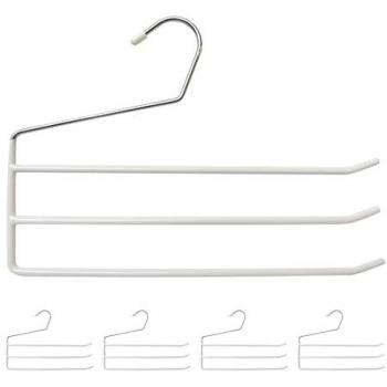 Cintre Pratique Relaxdays, Lot de 5, Métal, 3 Barres pour Pantalons