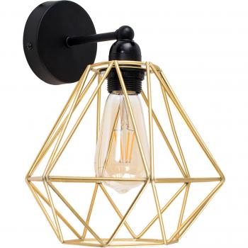 Diablo Industrial Black and Gold Indoor Wall Light Fitting
