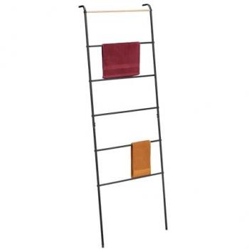 Portatoallas Escalera Relaxdays, 6 Barras, Negro
