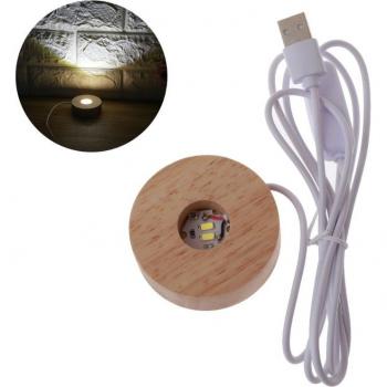 Handcrafted Round LED Wooden Resin Display Base