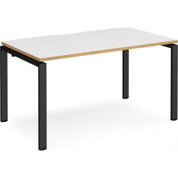 1‑Person Cluster Bench 1400×800 mm – Black Frame, White/Oak Surface