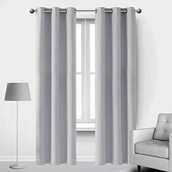 Deconovo Silver Grey Room Darkening Curtains 42 x 90 Inch 2 Panels