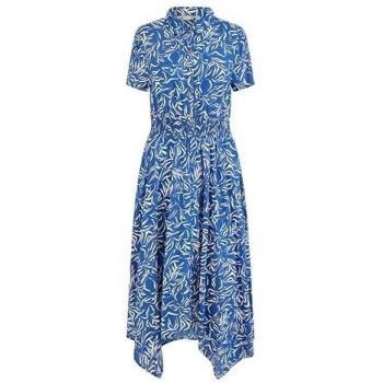 Dip-Hem Blue Leaf Midi Dress (Size 10) – Yumi Collection