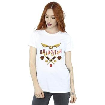 Women's White Quidditch Golden Snitch Boyfriend Top (3XL)