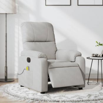Sillón reclinable masaje eléctrico tela microfibra gris claro Vidaxl