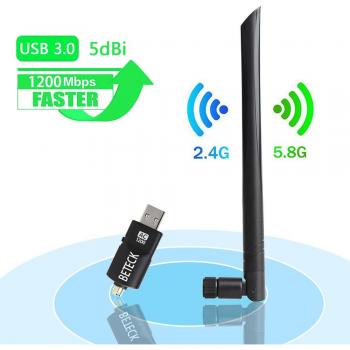 Dualband-WiFi-Adapter BETECK 867 Mbps/300 Mbps