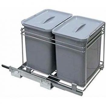 Poubelle Sélective 30 L – Hauteur 387 mm – Largeur 357 mm – Fil chromé – Amortisseur