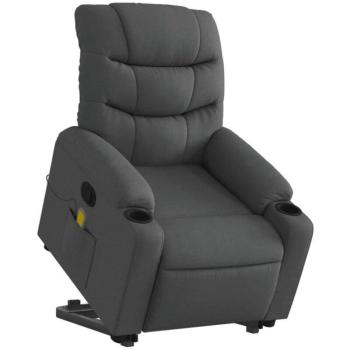 Fauteuil de Relaxation en Tissu Gris avec Fonction Massage