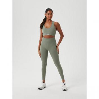 Mid-Size Green Seamless Rib Tights by Björn Borg