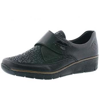Chaussure Rieker 537C0-00 velcro cuir noir pour femme
