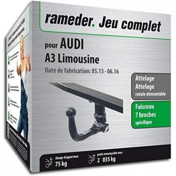 Attelage démontable Rameder pour Audi A3 Limousine + Faisceau 7 Broches