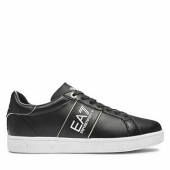 Emporio Armani EA7 Plain Lace-Up Trainers, Male, Black, Size: 7 UK