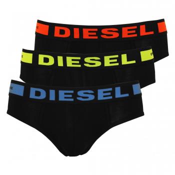 Diesel Herren‑Unterwäsche Trio – Schwarze Slips, Blau/Rot, Extra Large