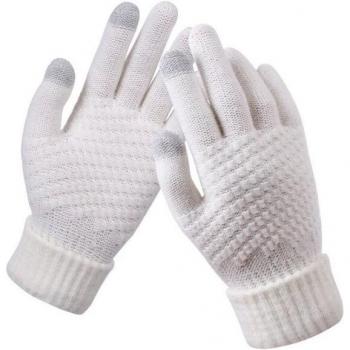 Gants d'hiver en maille épaisse pour femme, imitation cachemire, gants tactiles, noir