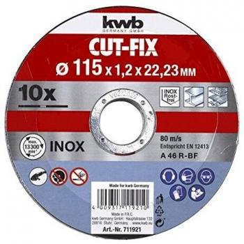 Set de 10 Discos de Corte Fijo 115x1.0x22.23 cm KWB