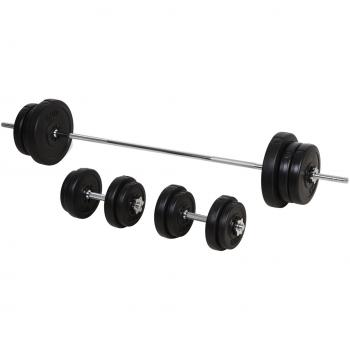 HOMCOM Kit de Pesas 55 kg con Mancuernas y Barra