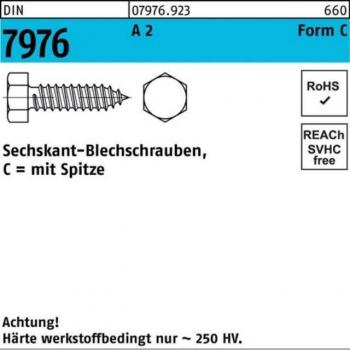 Rostfreie Sechskant-Blechschraube 8x45mm