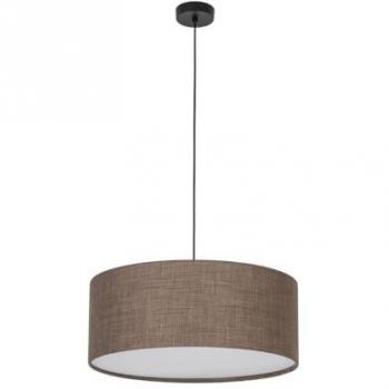 LuxMet Pendellicht – schwarz/braun Stoff, 3‑Flammen, 50 cm rund